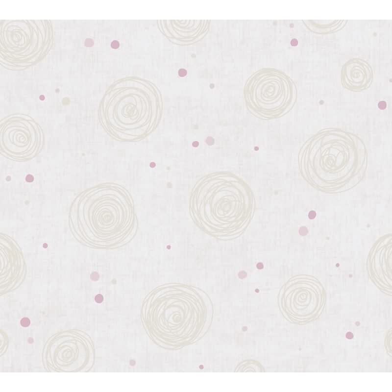 Kringel-Tapete Mädchen Kindertapete Beige Rosa Vliestapete mit Punkten verspieltes Design Kinderzimmer (KG-172192)