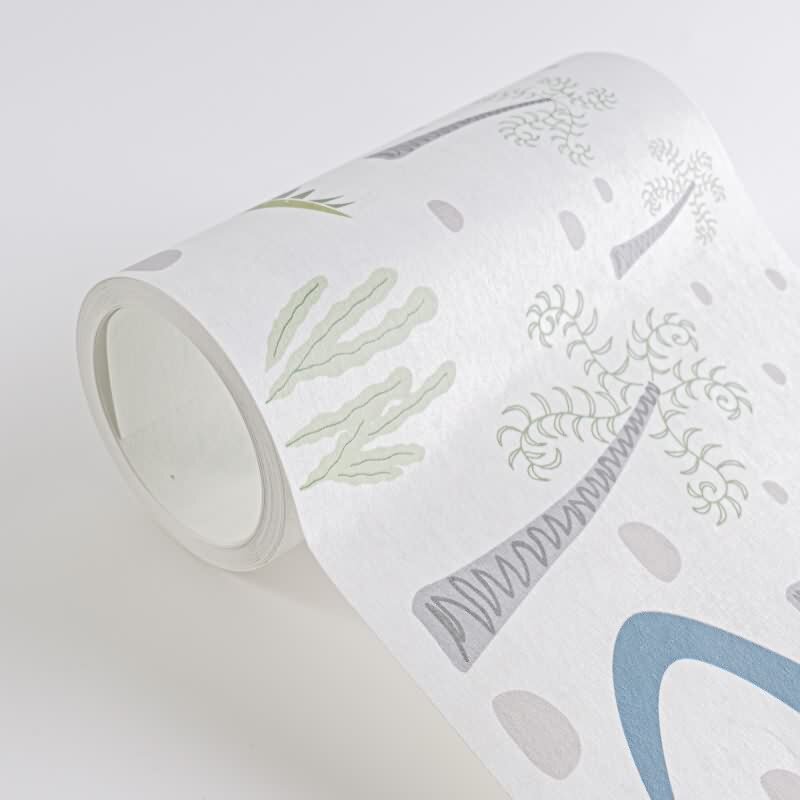 Dino Bordüre Kinderzimmer Beige Grün Blau Kindertapete Dinosaurier Vliestapete mit Vulkan (KG-172194)