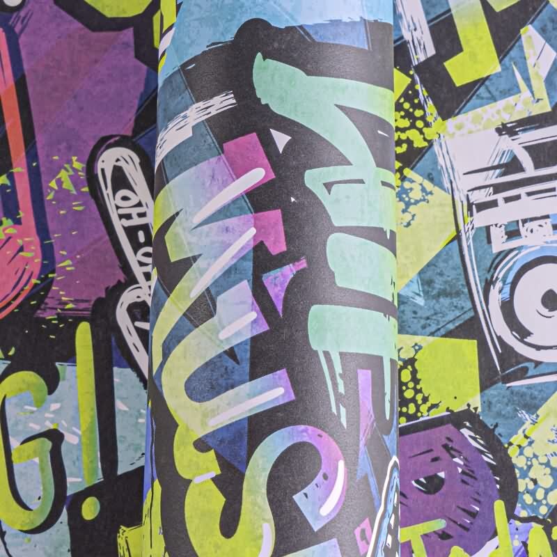 Graffiti-Tapete bunt Comic-Stil Mustertapete Streetart Look Vliestapete Jugendzimmer Jungen (KG-172195)