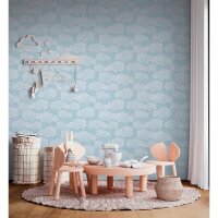 Wolken-Tapete Hellblau Wei&szlig; Kinderzimmer Tapete mit...