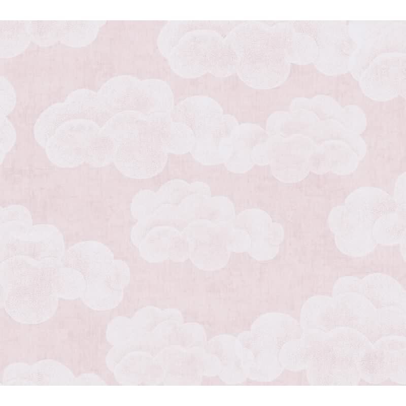 Wolken Tapete Rosa Weiß Kinderzimmer Mädchen Kindertapete mit Himmelsmotiv Vliestapete (KG-172197)