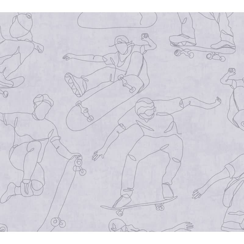 Skater-Tapete Hellgrau Streetstyle Mustertapete für Jugendliche Vliestapete modern (KG-172208)