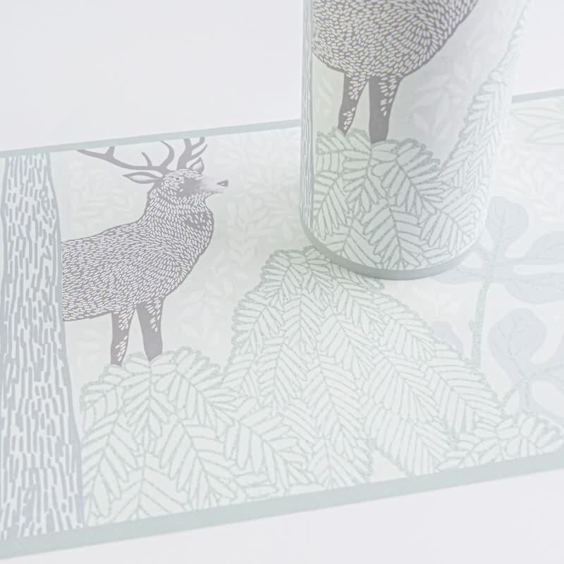 Tapetenborte Waldtiere in Grün Grau Tiermotiv Bordüre mit Bär Hirsch Vliestapete Kinderzimmer (KG-172209)