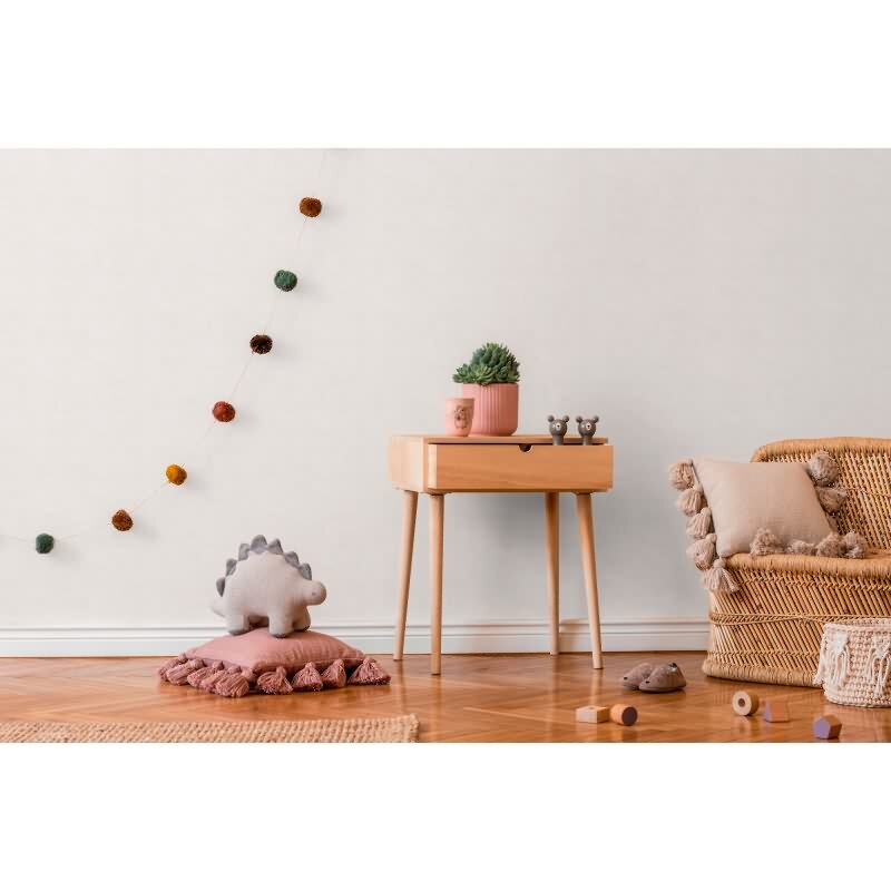 Uni-Tapete Kinderzimmer Creme Einfarbige Tapete modern Vliestapete (KG-172214)