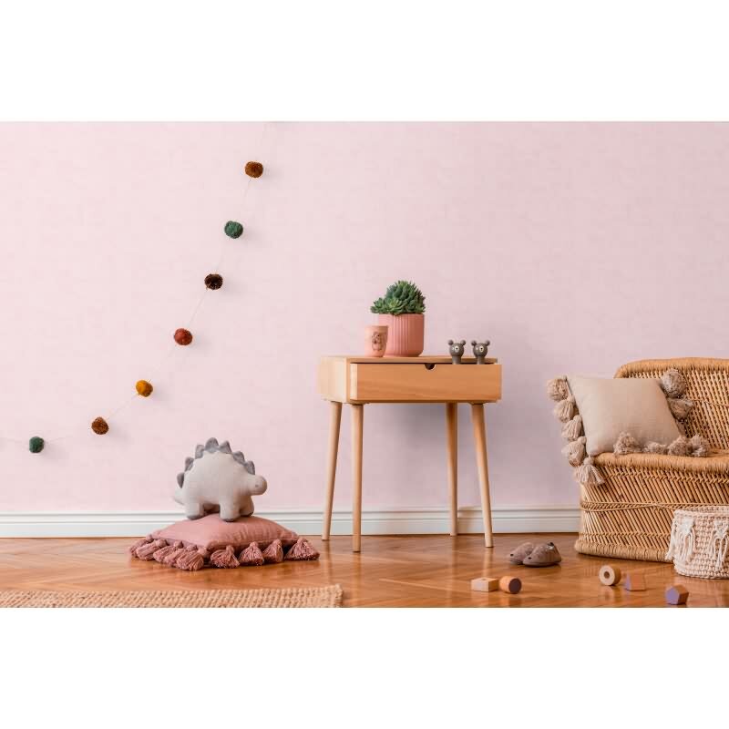 Tapete Kinderzimmer Mädchen Rosa Einfarbige Uni- Vliestapete sanft matt (KG-172216)