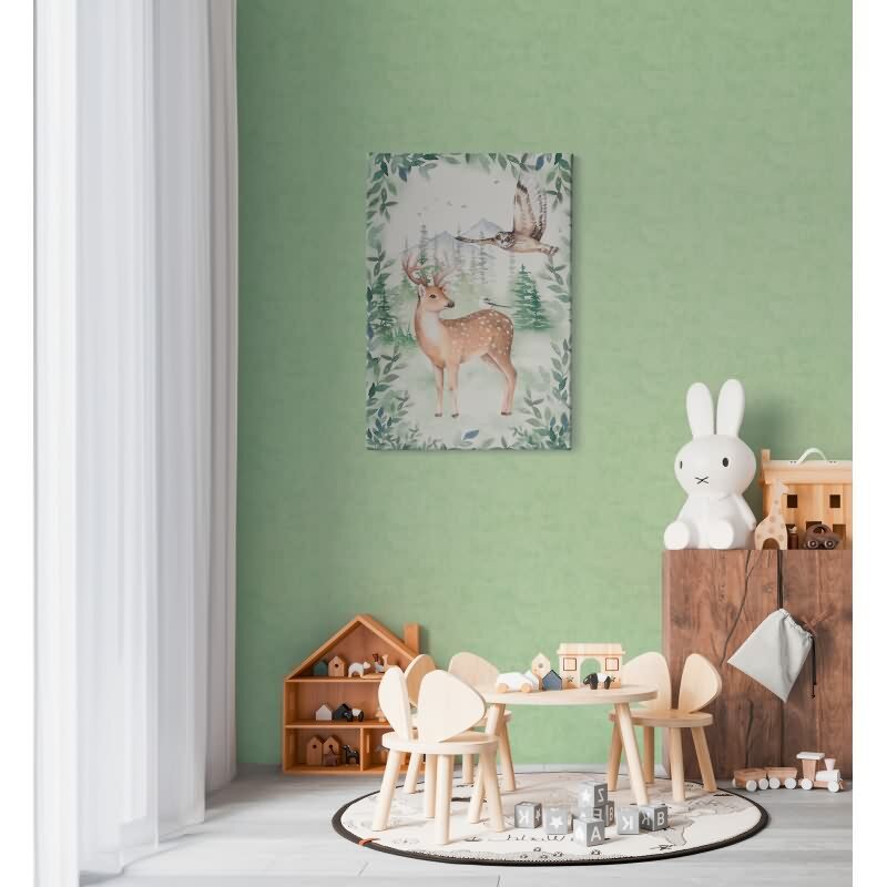 Tapete Kinderzimmer Hellgrün Jungen Kindertapete Einfarbige Vliestapete matt (KG-172220)