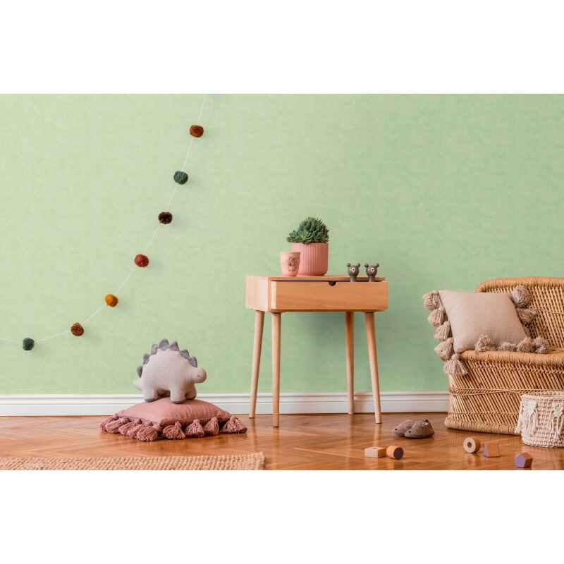Tapete Kinderzimmer Hellgrün Jungen Kindertapete Einfarbige Vliestapete matt (KG-172220)