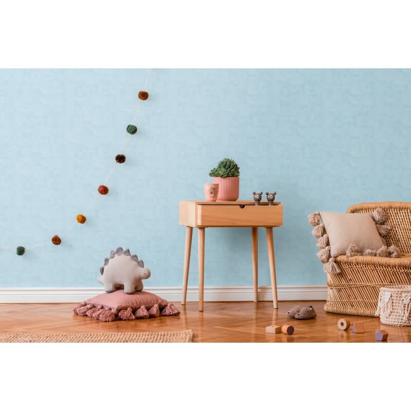 Jungenzimmer Tapete Hellblau Einfarbige Unitapete Kinderzimmer Vliestapete matt (KG-172221)
