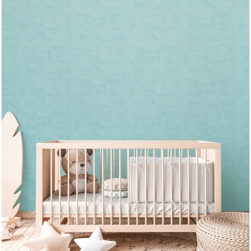 Kinderzimmer Vliestapete Türkis Einfarbige Tapete Unitapete modern (KG-172225)