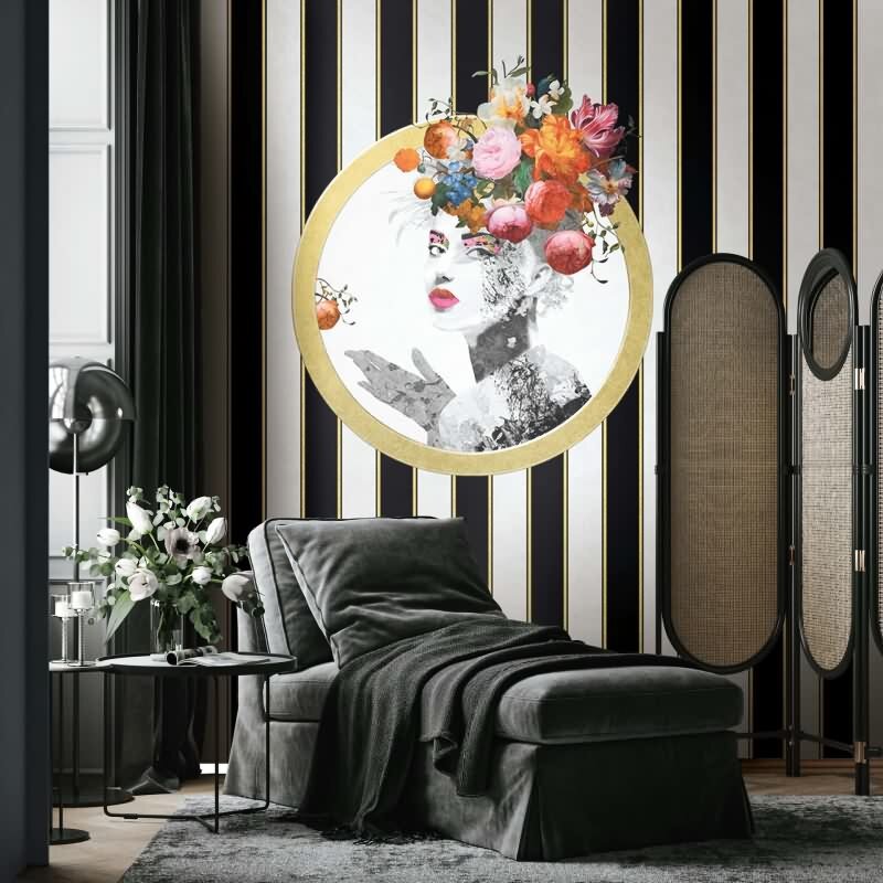 Vliestapete Streifen, Gesicht Streifen Klassisch, Romantisch matt in Schwarz für Wohnzimmer, Schlafzimmer (KG-172641)