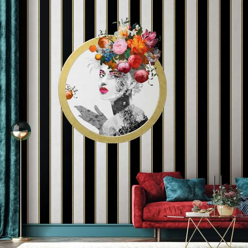 Vliestapete Streifen, Gesicht Streifen Klassisch, Romantisch matt in Schwarz für Wohnzimmer, Schlafzimmer (KG-172641)