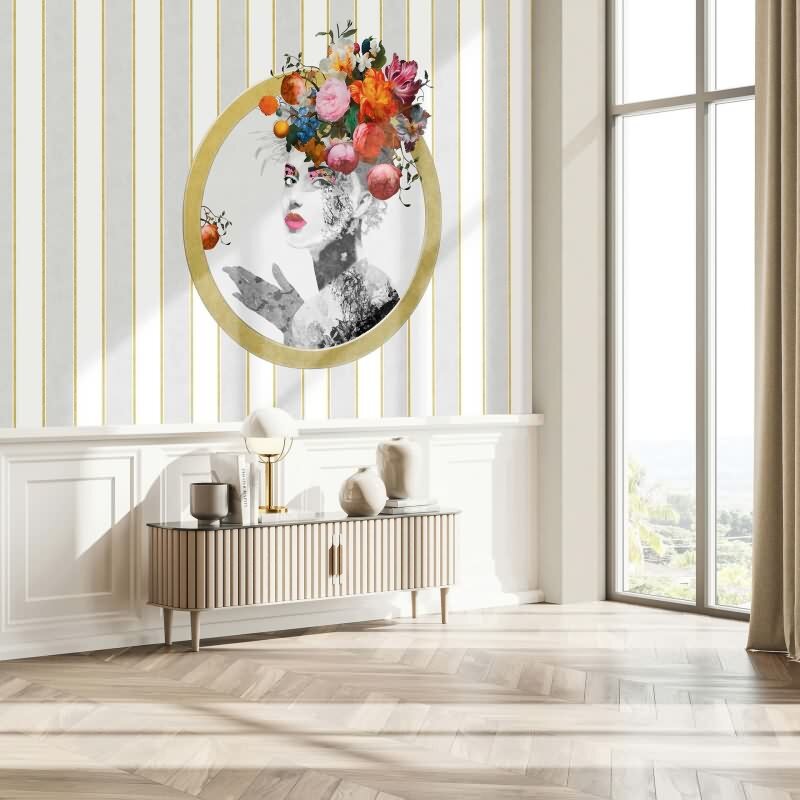 Vliestapete Streifen, Gesicht Streifen Klassisch, Romantisch matt in Weiß für Wohnzimmer, Schlafzimmer (KG-172642)