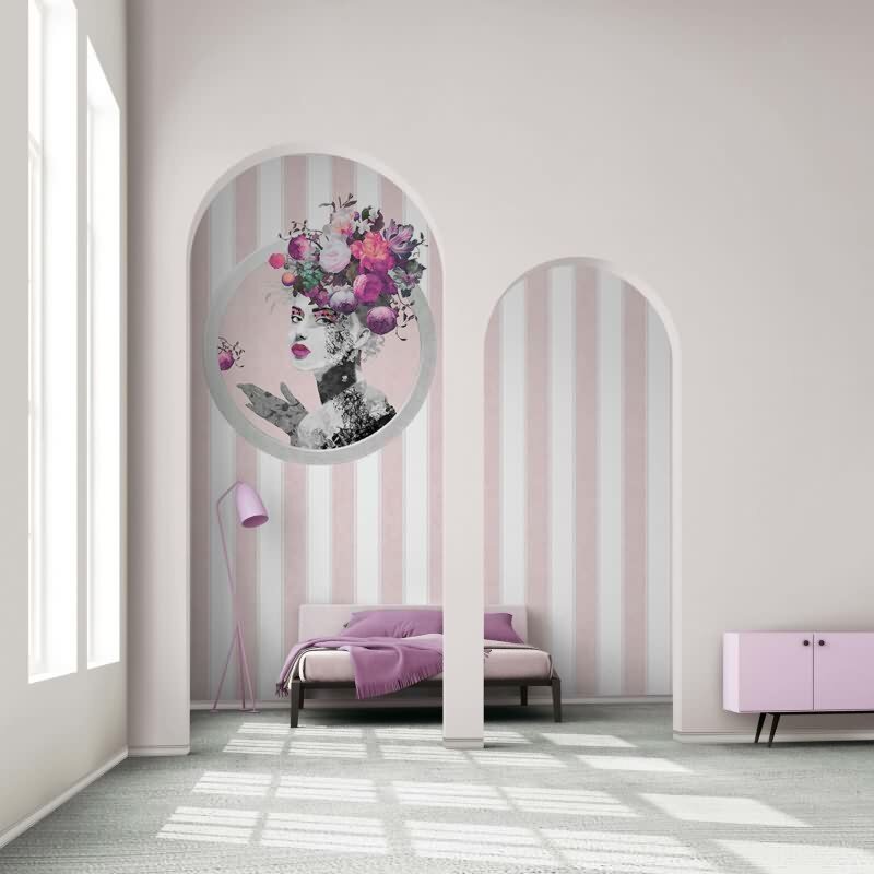 Vliestapete Streifen, Gesicht Streifen Klassisch, Romantisch matt in Weiß für Wohnzimmer, Schlafzimmer (KG-172643)