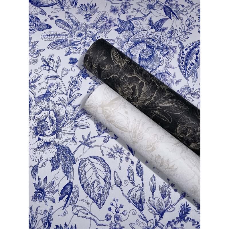 Vliestapete Blumen, Blätter Floral Natur matt in Weiß für Wohnzimmer, Schlafzimmer, Büro (KG-172655)