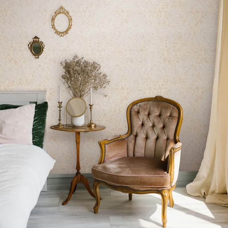 Vliestapete Ornament Ornamental Klassisch matt in Beige für Wohnzimmer, Schlafzimmer (KG-172668)