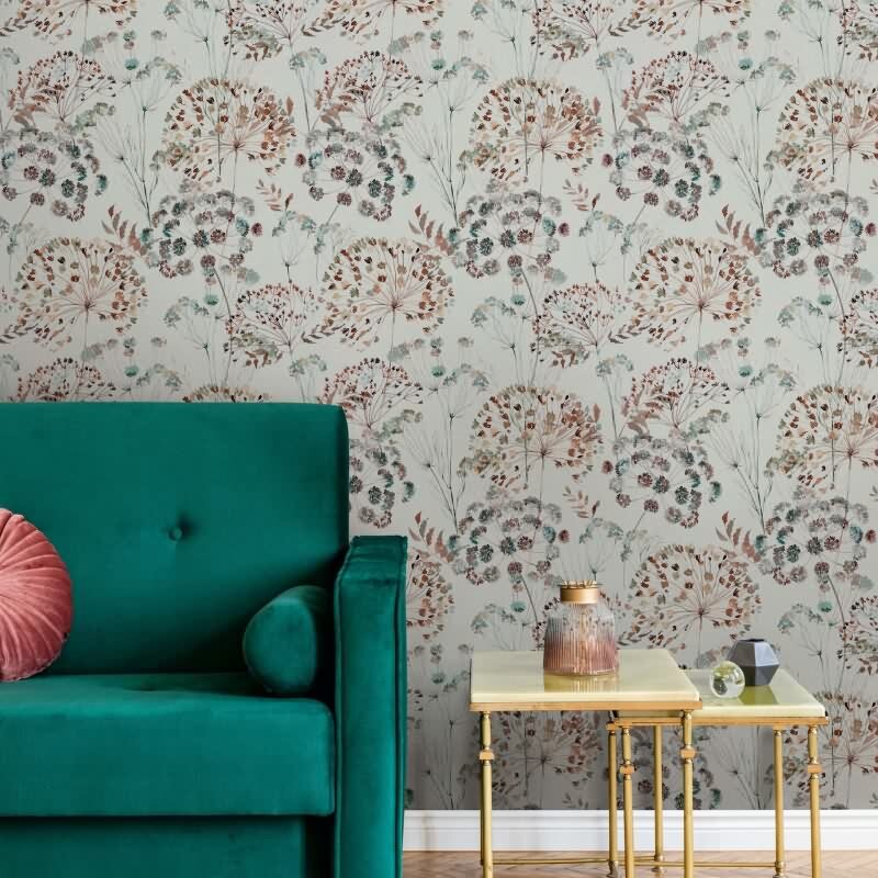 Vliestapete Blumen, Blätter Floral Natur matt in Grau für Wohnzimmer, Schlafzimmer (KG-172676)