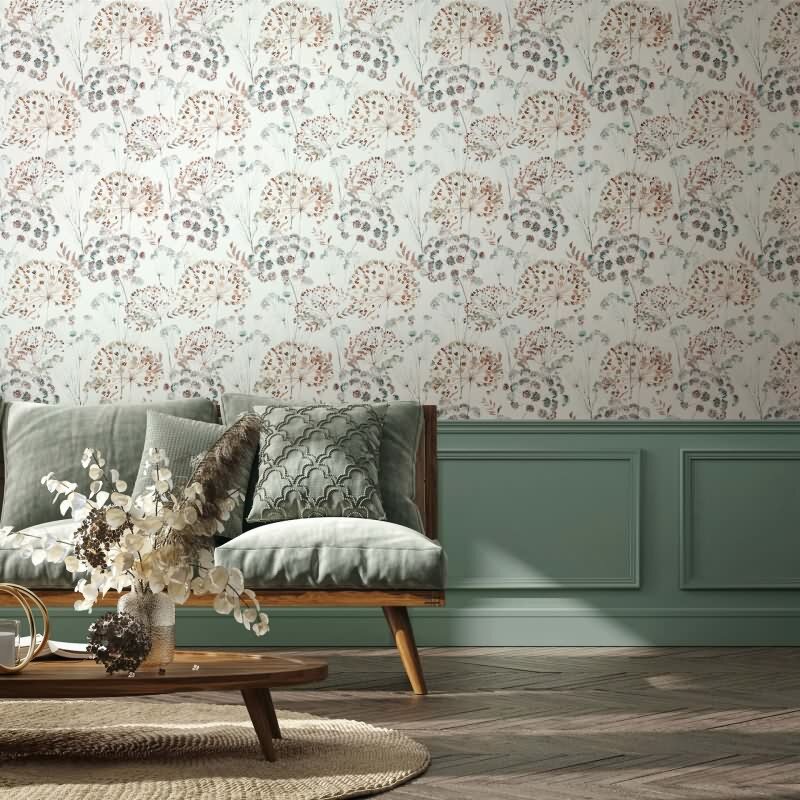 Vliestapete Blumen, Blätter Floral Natur matt in Grau für Wohnzimmer, Schlafzimmer (KG-172676)