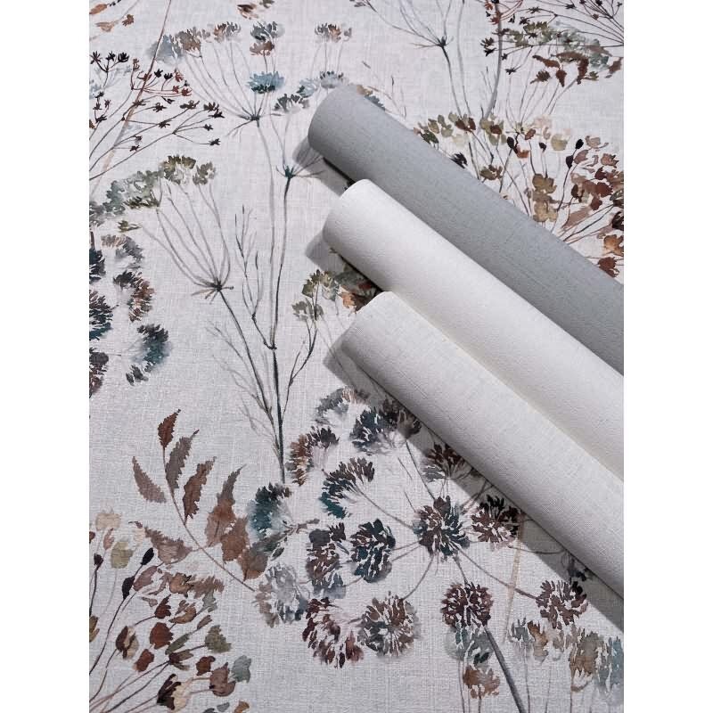 Vliestapete Blumen, Blätter Floral Natur matt in Grau für Wohnzimmer, Schlafzimmer (KG-172676)