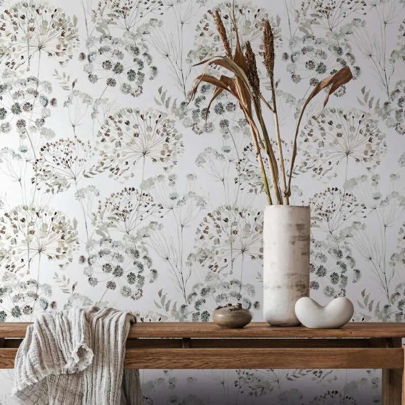 Vliestapete Blumen, Blätter Floral Natur matt in Grau für Wohnzimmer, Schlafzimmer (KG-172677)