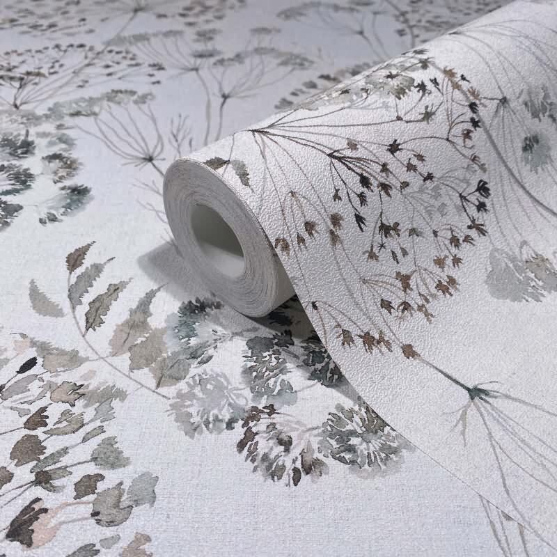 Vliestapete Blumen, Blätter Floral Natur matt in Grau für Wohnzimmer, Schlafzimmer (KG-172677)