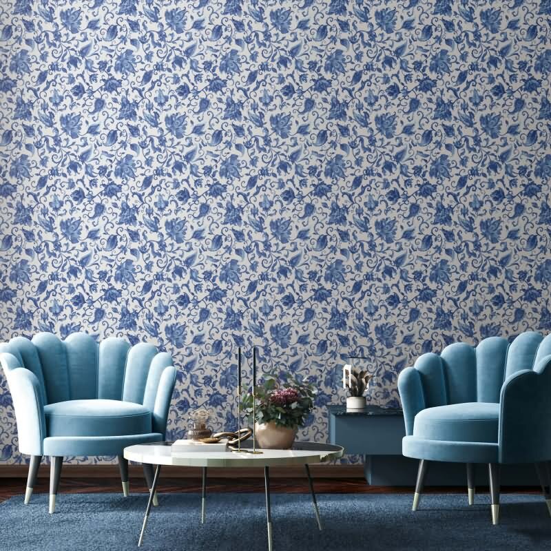 Vliestapete Blätter, Ranken Floral Natur matt in Grau für Wohnzimmer, Schlafzimmer (KG-172679)