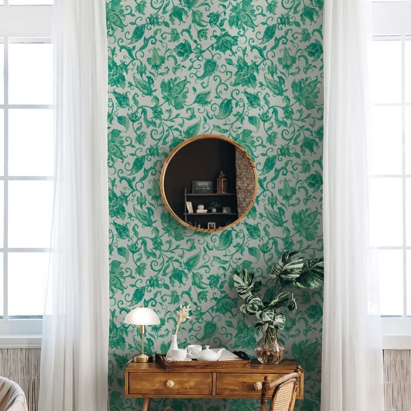 Vliestapete Blätter, Ranken Floral Natur matt in Grau für Wohnzimmer, Schlafzimmer (KG-172681)