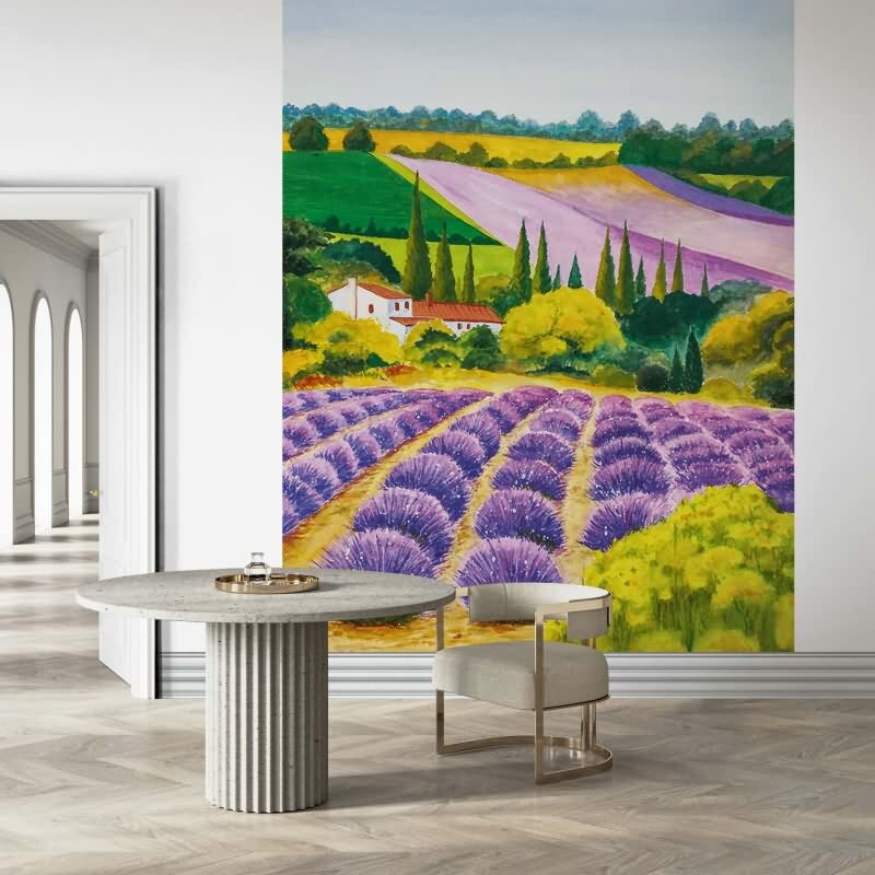 Digitaldruck Landschaft Grafisch Natur matt in Lila für Wohnzimmer, Schlafzimmer, Büro (KG-172682)