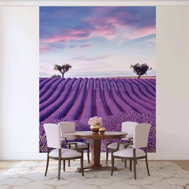 Digitaldruck Landschaft, Felder Grafisch Natur matt in Lila für Wohnzimmer, Schlafzimmer, Büro (KG-172683)