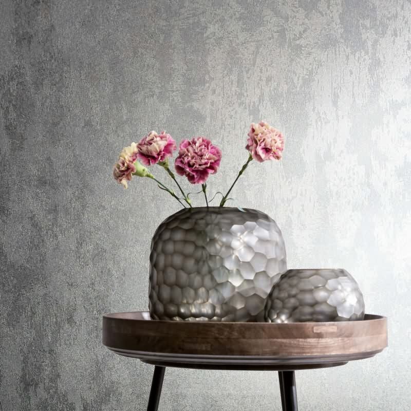 Vliestapete Betonoptik Metalloptik Modern glänzend in Silber für Wohnzimmer, Schlafzimmer, Büro (KG-172704)