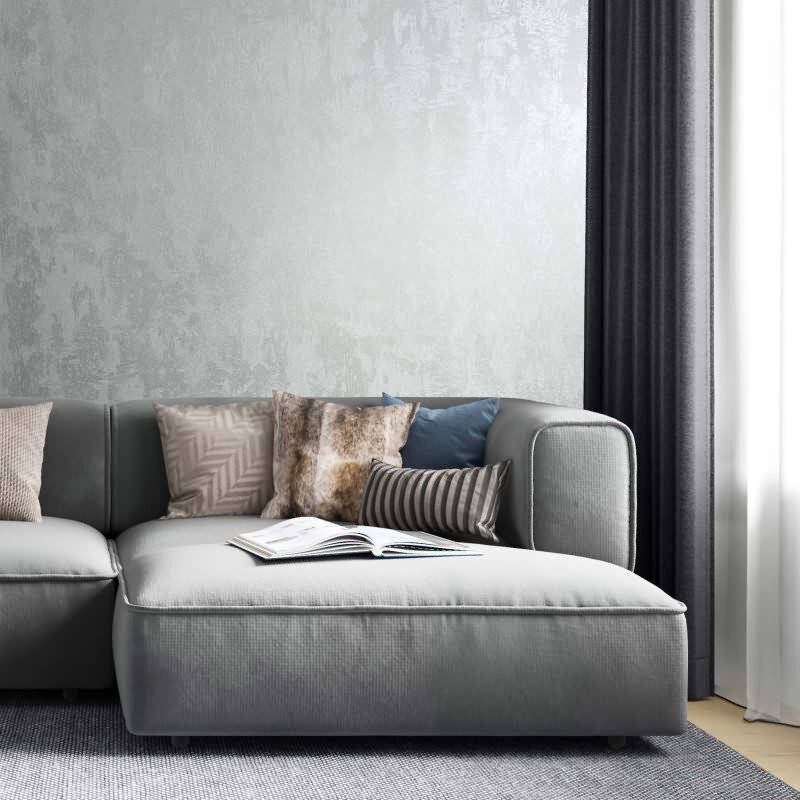 Vliestapete Betonoptik Metalloptik Modern glänzend in Silber für Wohnzimmer, Schlafzimmer, Büro (KG-172704)