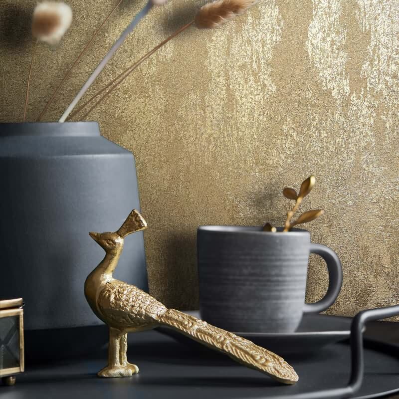 Vliestapete Betonoptik Metalloptik Modern glänzend in Gold für Wohnzimmer, Schlafzimmer, Büro (KG-172705)