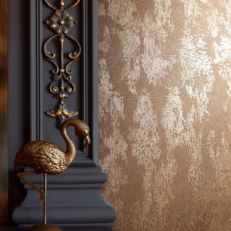 Vliestapete Betonoptik Metalloptik Modern glänzend in Kupfer für Wohnzimmer, Schlafzimmer, Büro (KG-172706)