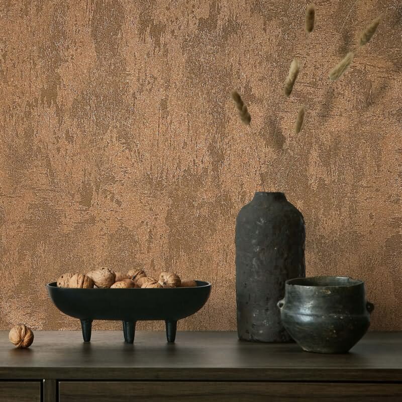 Vliestapete Betonoptik Metalloptik Modern glänzend in Kupfer für Wohnzimmer, Schlafzimmer, Büro (KG-172706)