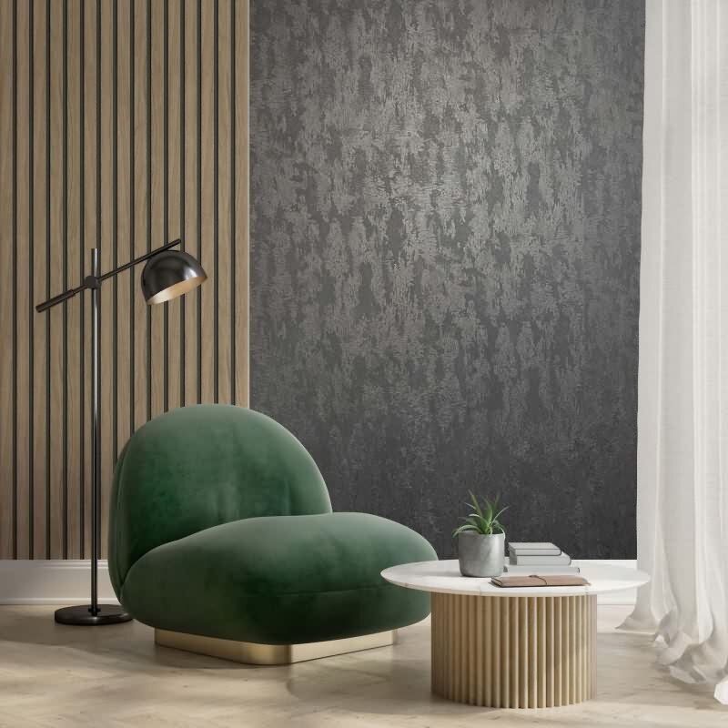 Vliestapete Betonoptik Metalloptik Modern glänzend in Schwarz für Wohnzimmer, Schlafzimmer, Büro (KG-172707)