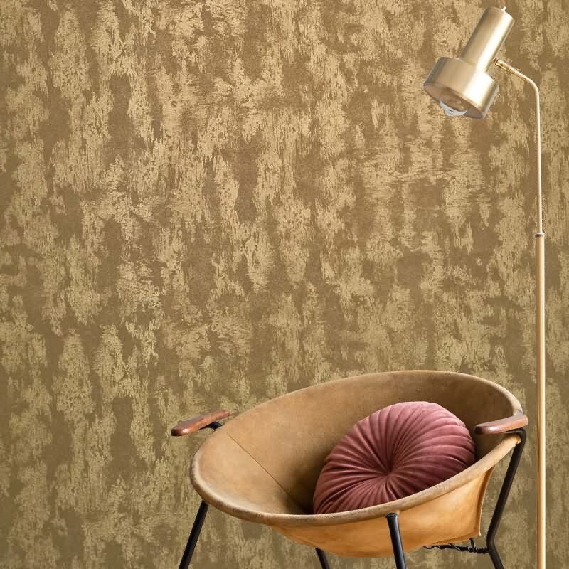 Vliestapete Krone, Betonoptik Metalloptik Modern glänzend in Gold für Wohnzimmer, Schlafzimmer, Büro (KG-172719)