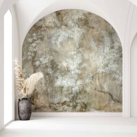 Digitaldruck gezeichneter Wald beige, wei&szlig;,...