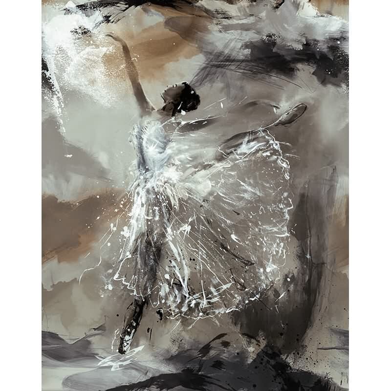 Digitaldruck Tänzerin Ballerina grau, braun, schwarz Grafisch (KG-172725)