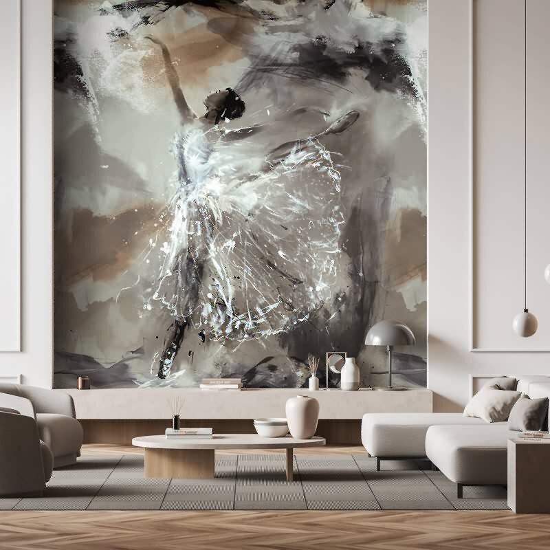 Digitaldruck Tänzerin Ballerina grau, braun, schwarz Grafisch (KG-172725)