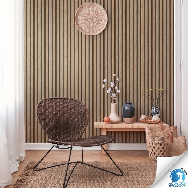 Vorgekleisterte Holzoptik-Tapete Braun Schwarz- skandinavische Holzpaneele Vliestapete (KG-172820)