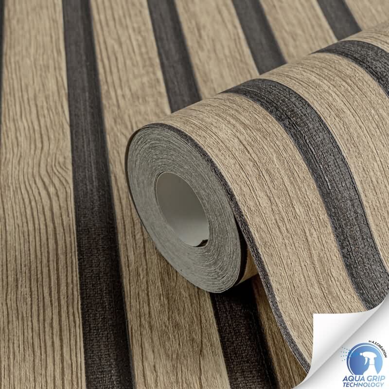 Vorgekleisterte Holzoptik-Tapete Braun Schwarz- skandinavische Holzpaneele Vliestapete (KG-172820)