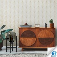 Vorgekleisterte Art-Déco-Tapete Weiß Gold -...