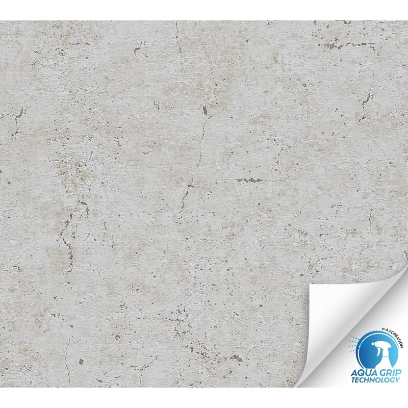 Vorgekleisterte Beton-Optik Tapete Hellgrau - Industrial Vliestapete Stil (KG-172827)