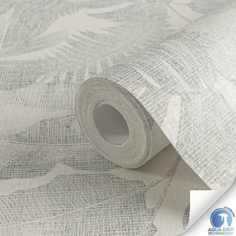 Vorgekleisterte Tapete in Dschungeloptik Grün Weiß - strukturierte Blätter-Vliestapete (KG-172829)