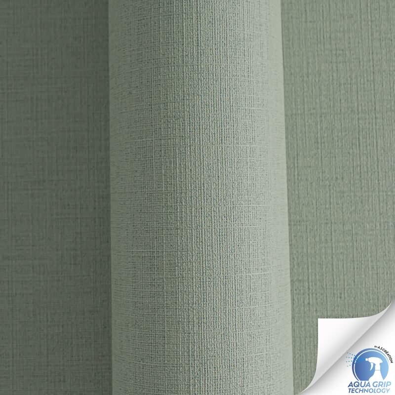 Vorgekleisterte Unitapete mit Textilstruktur Grün - einfarbige Textil-Vliestapete (KG-172830)