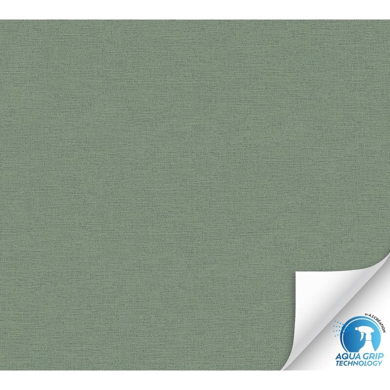 Vorgekleisterte Unitapete mit Textilstruktur Grün - einfarbige Textil-Vliestapete (KG-172830)