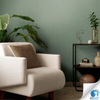 Vorgekleisterte Unitapete mit Textilstruktur Grün -...