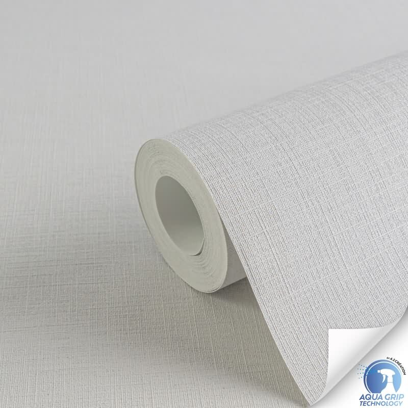 Vorgekleisterte Unitapete mit Textilstruktur Hellgrau - moderne einfarbige Vliestapete (KG-172831)