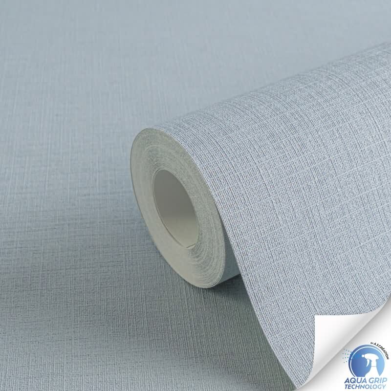 Vorgekleisterte Unitapete Textilstruktur Blau - helle Vliestapete einfarbig (KG-172835)