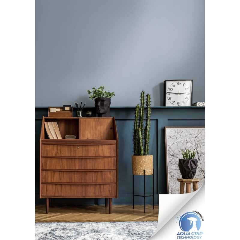 Vorgekleisterte Unitapete Textilstruktur Blau - helle Vliestapete einfarbig (KG-172835)