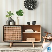 Vorgekleisterte Streifen-Tapete Creme Weiß -...